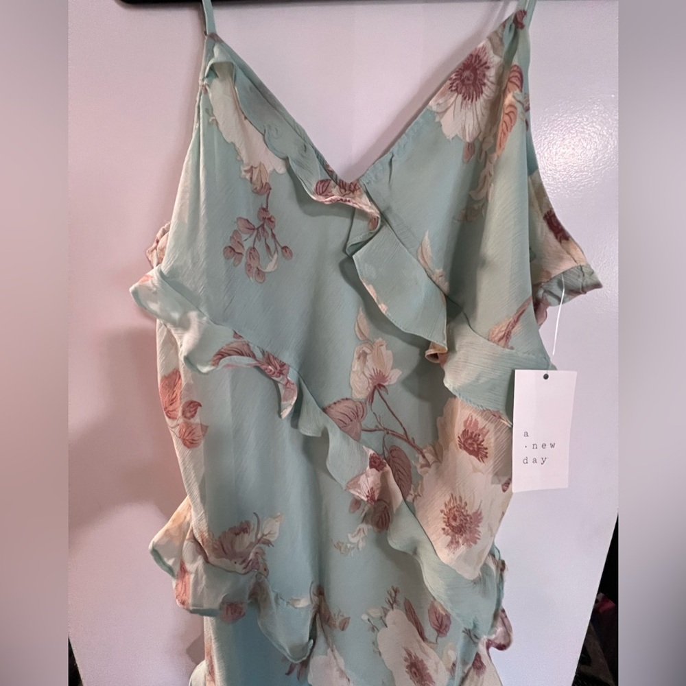 Floral Mint Green Ruffle Dress - Picture 11 of 12